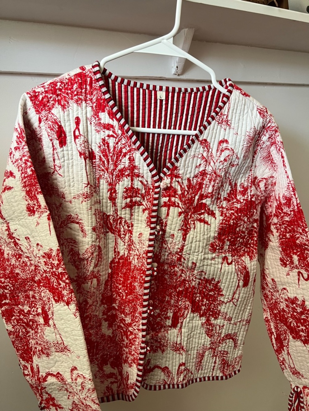 100% cotton red & white Quilted Jacket